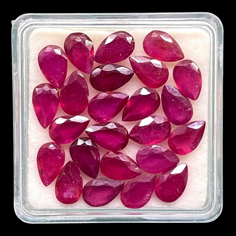 16 Pcs Natural Ruby 8x5mm Pear Cut Sparkling Red Loose Gemstone Lot
