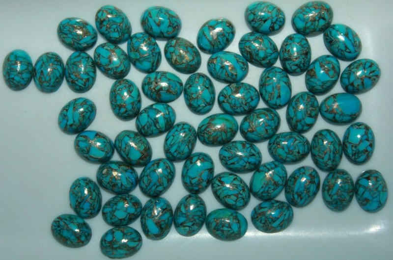 Blue Copper Turquoise 6x4mm, 7x5mm, 8x6mm, 9x7mm, 10x8mm Oval Cabochon Gemstones