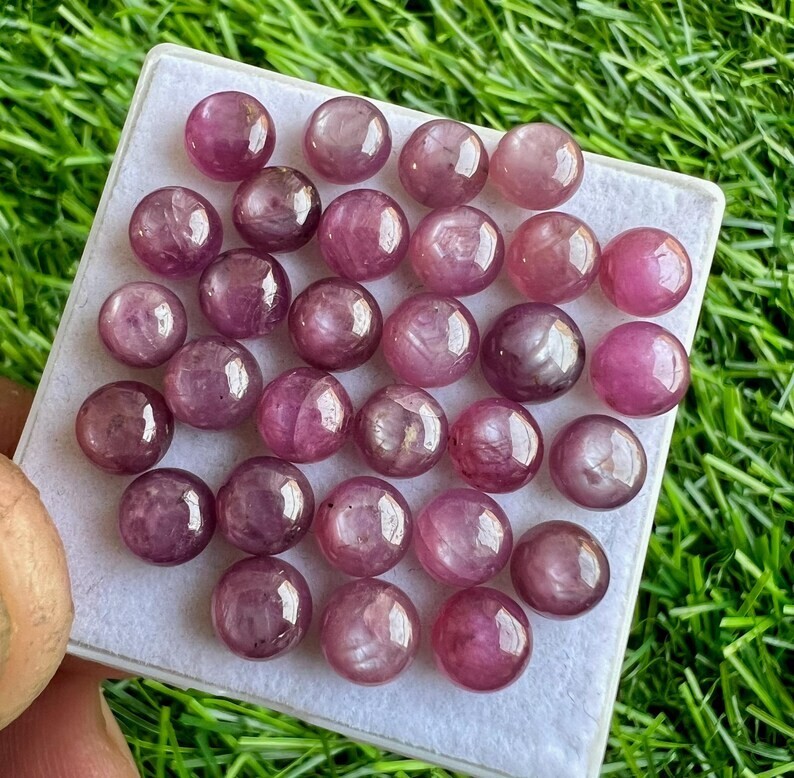 Natural Pink Ruby Sheen Sapphire 7mm Round Cabochon 10Pcs Lot Ruby Sapphire