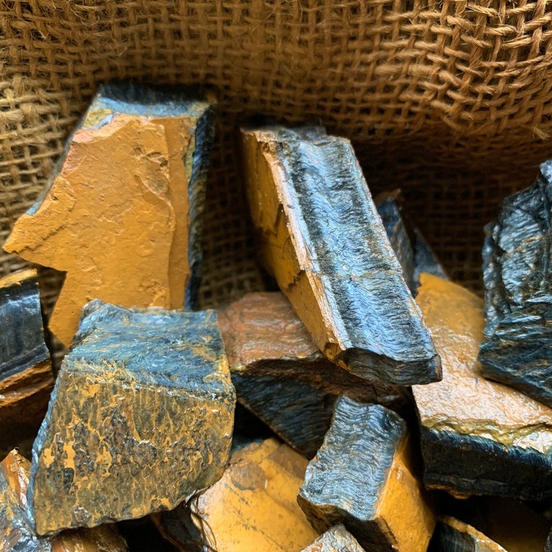 BLUE Tiger Eye Rough - 1000 Carat Lots + a FREE Faceted Gemstone! gallery