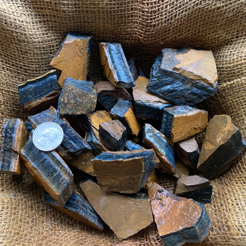 BLUE Tiger Eye Rough - 1000 Carat Lots + a FREE Faceted Gemstone! gallery
