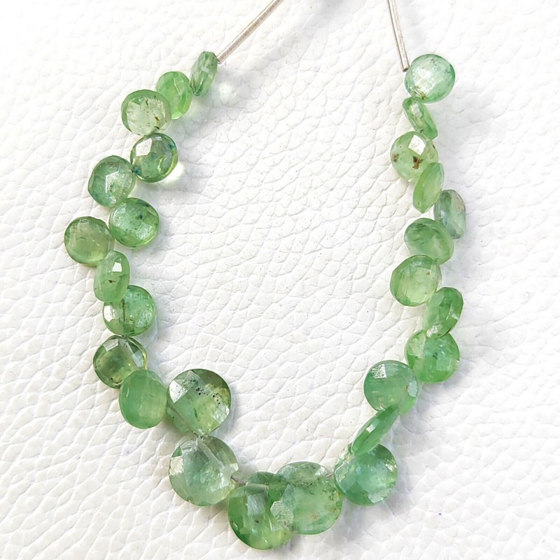 Natural Mint Green Kyanite Gem 6 to 8 mm Faceted Coin Shape Beads 5 Inch Strand gallery