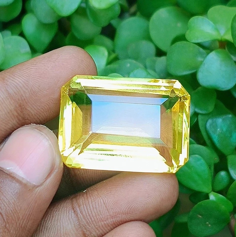 Certified 94+ Ct Yellow Citrine Emerald Cut Premium Quality Loose Gemstone