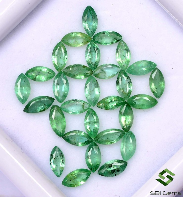 3.84 Cts Natural Emerald Marquise Cut 5×2.50 mm 29 Pcs Lustrous Loose Gemstones