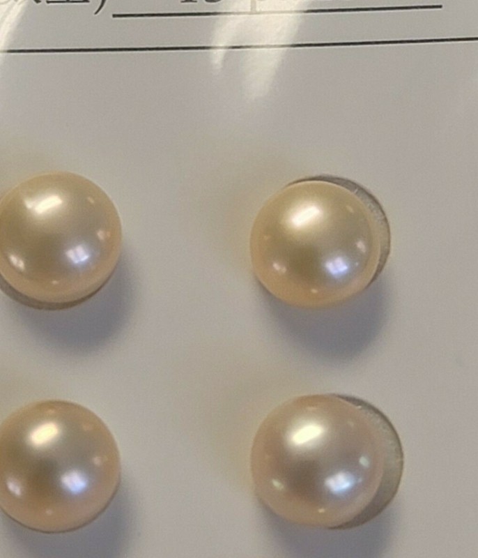 30 Pearls Quality Cultured Natural Peach Button Pearls 6.5 mm Full Card 15 PAIR