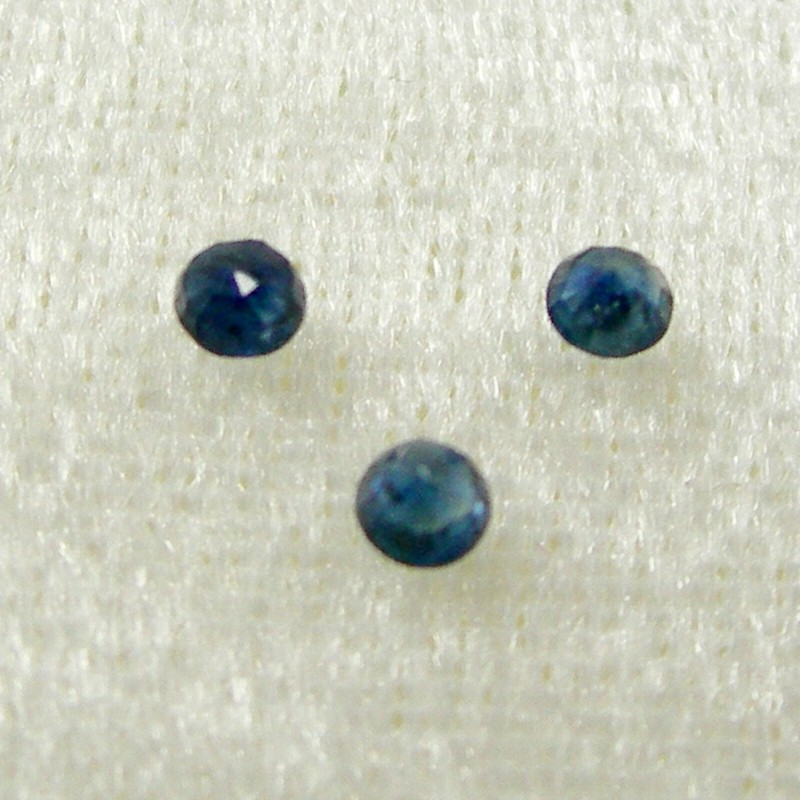 0.80ct Round 3.50mm Deep Blue Natural Australian Sapphire Gemstone Qty 3 pieces gallery