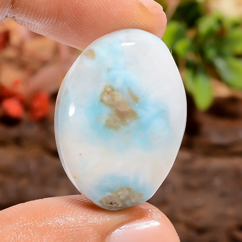 Larimar/Pectolite Oval 32Ct 27X20X7mm Blue Loose Gemstone