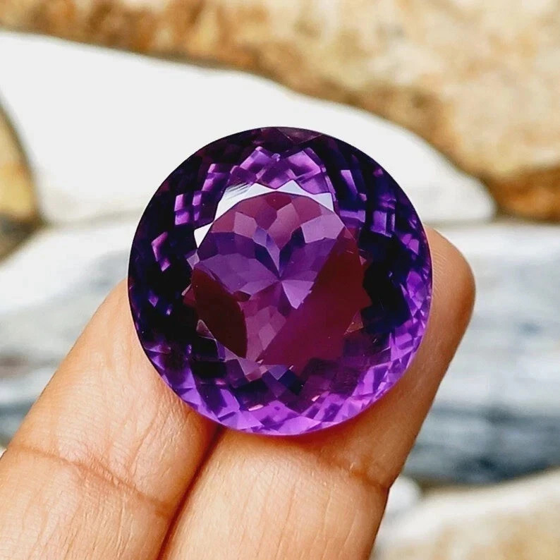 45-47 Ct Rare Natural Deep Purple Sapphire Round Cut Certified Loose Gemstone gallery