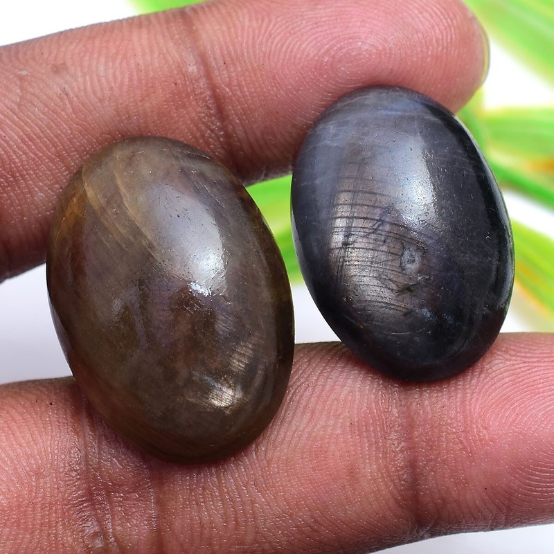 2 Pcs Natural Sapphire Oval Cabochon 26mm-29mm Untreated Loose Gemstones Lot