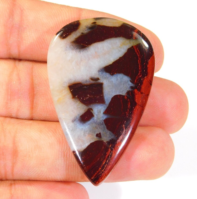 Natural Black Septarian Gronate Pear Cabochon Gemstone 50x31x6 mm 75.CT DF=134