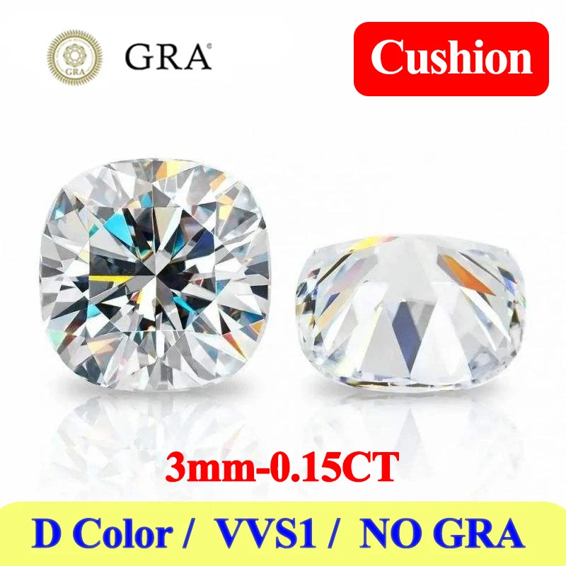 Cushion Cut Moissanite Loose Stone GRA Certificate D VVS1 Gemstones All Sizes