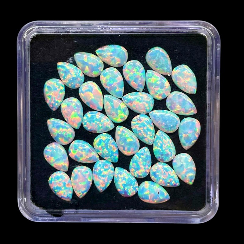 10 Pcs Australian Opal 6x4mm Pear Cabochon AAA Quality Lab Created Gemstones Lot gallery