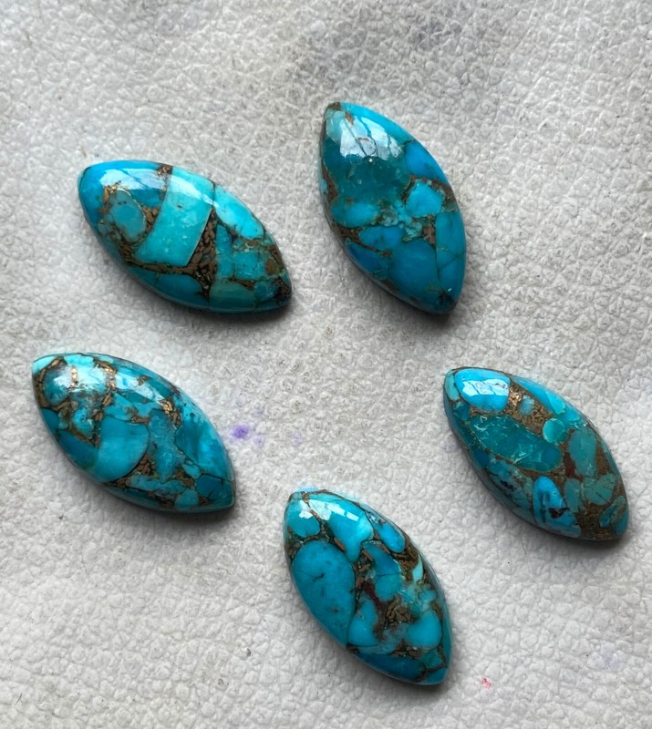 [WHOLESALE] BLUE COPPER TURQUOISE CABOCHON MARQUISE SHAPE LOOSE GEMSTONE gallery