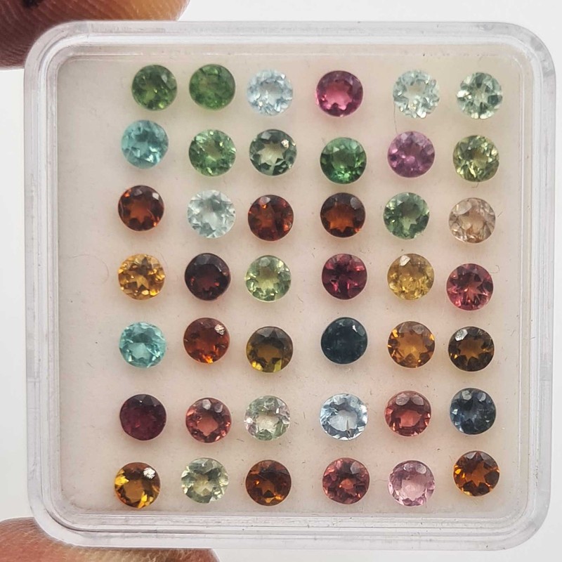 Natural Multi Tourmaline Round Cut Loose Gemstone Lot 100 Pcs 3.25 MM 14 CT