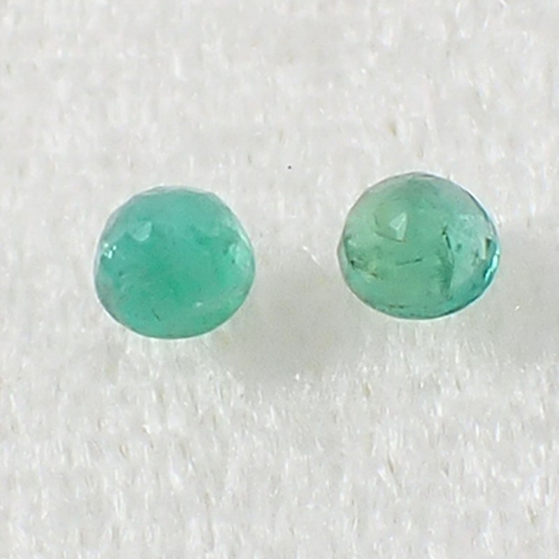 0.54ct Round 3.90mm Qty 2 Pieces Good Green Natural Emerald Gemstone E2R6 gallery