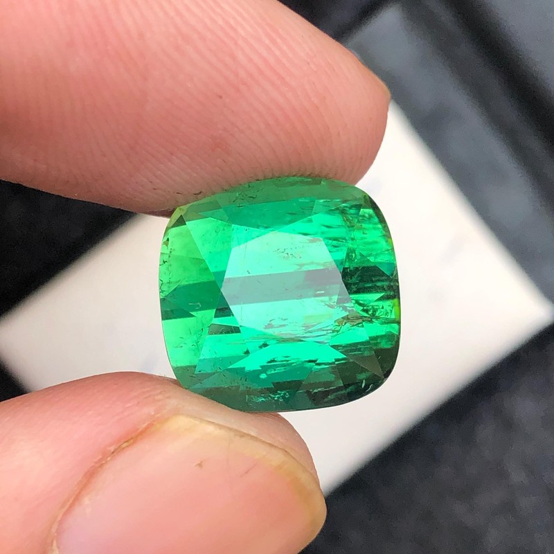 14 Ct Natural Bluish Green Color Slightly included tourmaline origin Afghanistan gallery