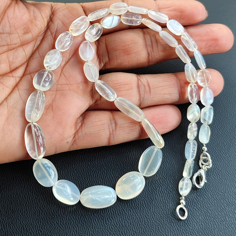 Ceylon Fire Moonstone Gems 8-15mm Size Smooth Nugget Beads Necklace 17" gallery