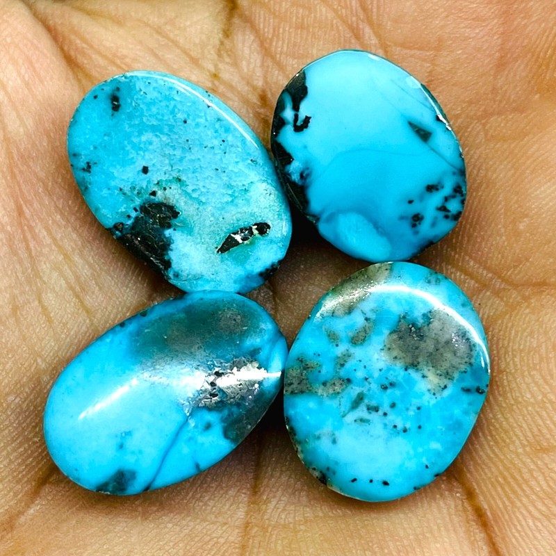 4 Pcs Natural Turquoise 20-22mm Loose Cabochon Untreated Gemstones Lot
