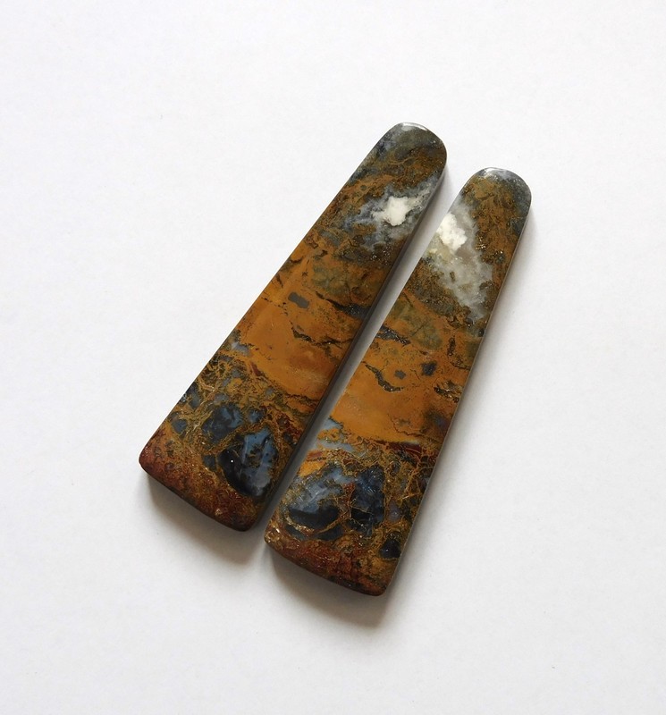 67.55Cts Natural Yellow Creek Jasper(50mmx15.2mm each)Cabochon Match Pair XG11 gallery