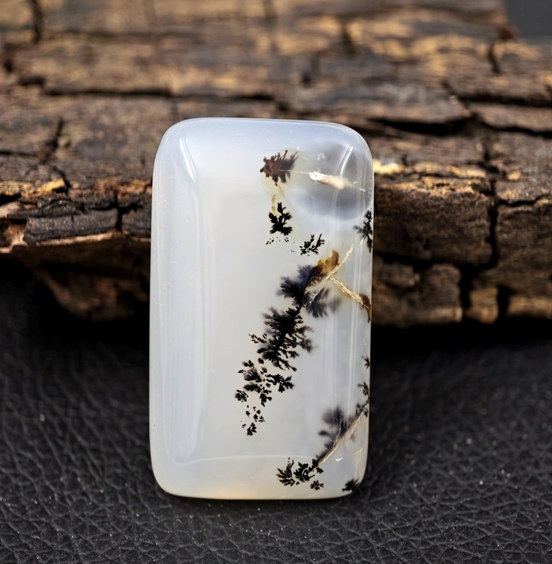 Natural Scenic Dendritic Agate Cushion Cabochon 40×24 MM Gemstone 79 Cts