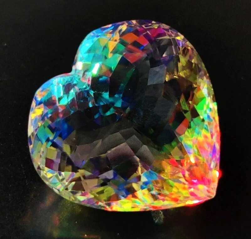 Natural 90 Ct Mystic Topaz Multi-Color Heart Cut Certified loose Gemstone