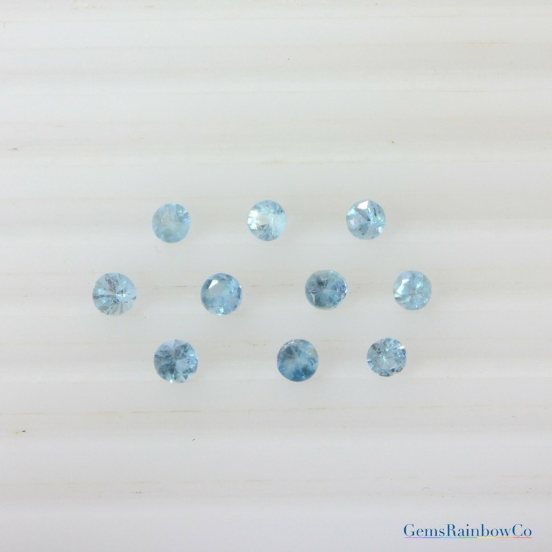 Aquamarine Blue Round Cut Faceted 2mm to 7mm Natural Loose gemstones A Quality gallery