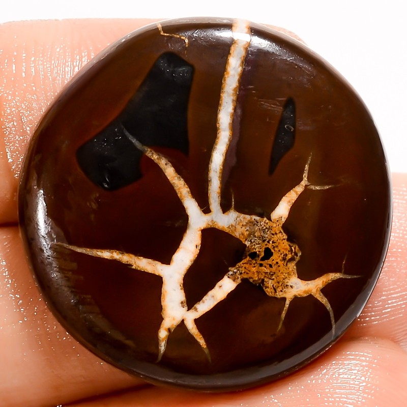 100% Natural Septarian Gronates Round Cabochon Gemstone 35.5 Ct 26X26X5mm UG1178