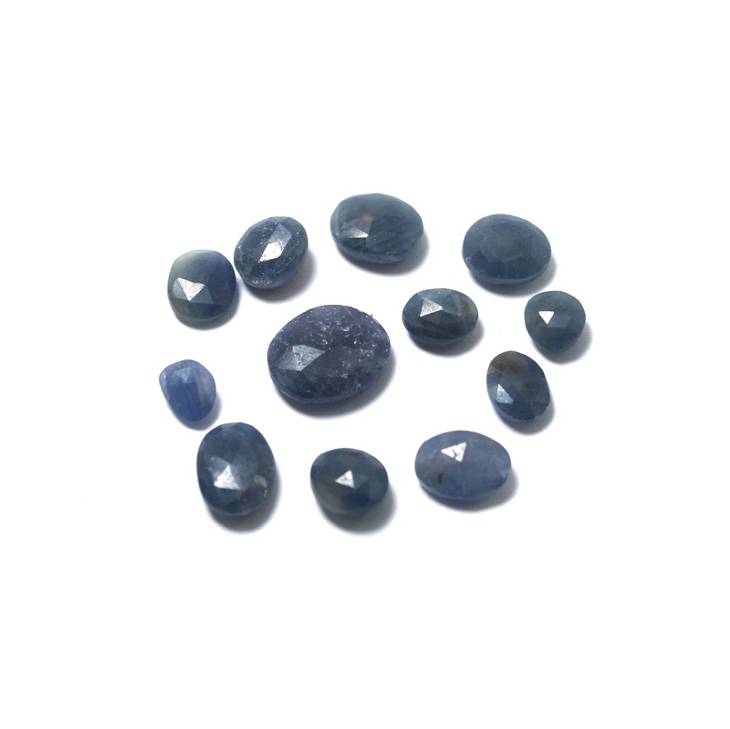 35 Ct 7×5-13×11 MM Natural Blue Sapphire Both Side Rose Cut 12 Piece lot