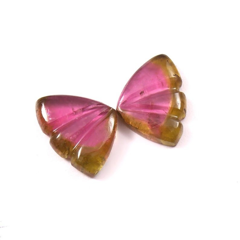 Loose Gemstone Natural Hand Carved Watermelon Tourmaline Butterfly Wings A314