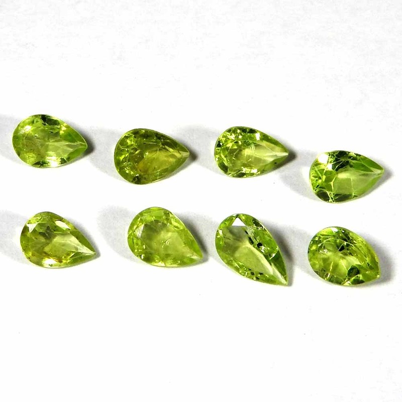 5.15Cts100%Natural Green Cut Peridot Pear Cabochon Loose Gemstone.lot