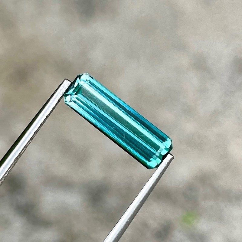 1.52 Carats Natural Lagoon Tourmaline Emerald Cut Afghanistan