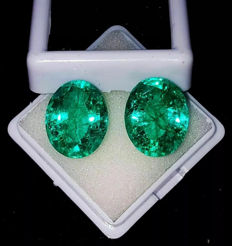 Emerald Zambian Green Pair Oval Cut 19-20 Ct Loose Natural Certified Gemstone gallery