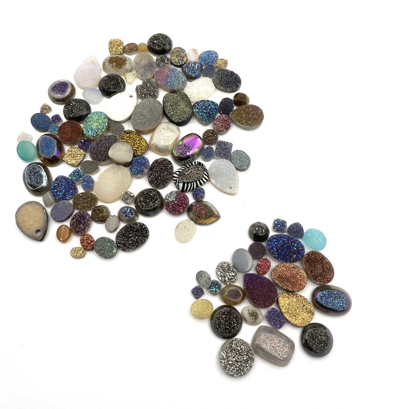 Druzy Quartz Mix Shape Cabochon Multi Color Glitter Gemstone 6x8-15x20 MM 104CT gallery