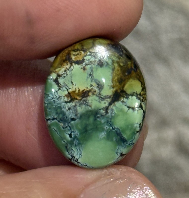 14.10ct 18.7c14.7x6.5mm Green Qingu Mine Turquoise Oval Cabochon Backed Stone gallery