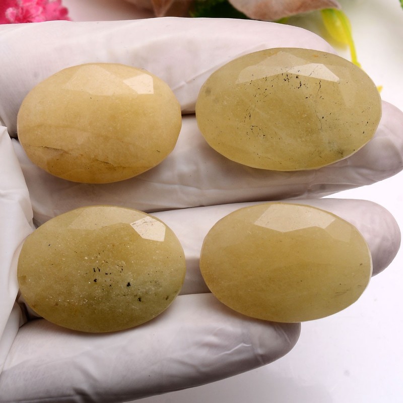 4 Pcs Natural Yellow Beryl 32mm-36mm Oval Cut Untreated Huge Loose Gemstones Lot gallery