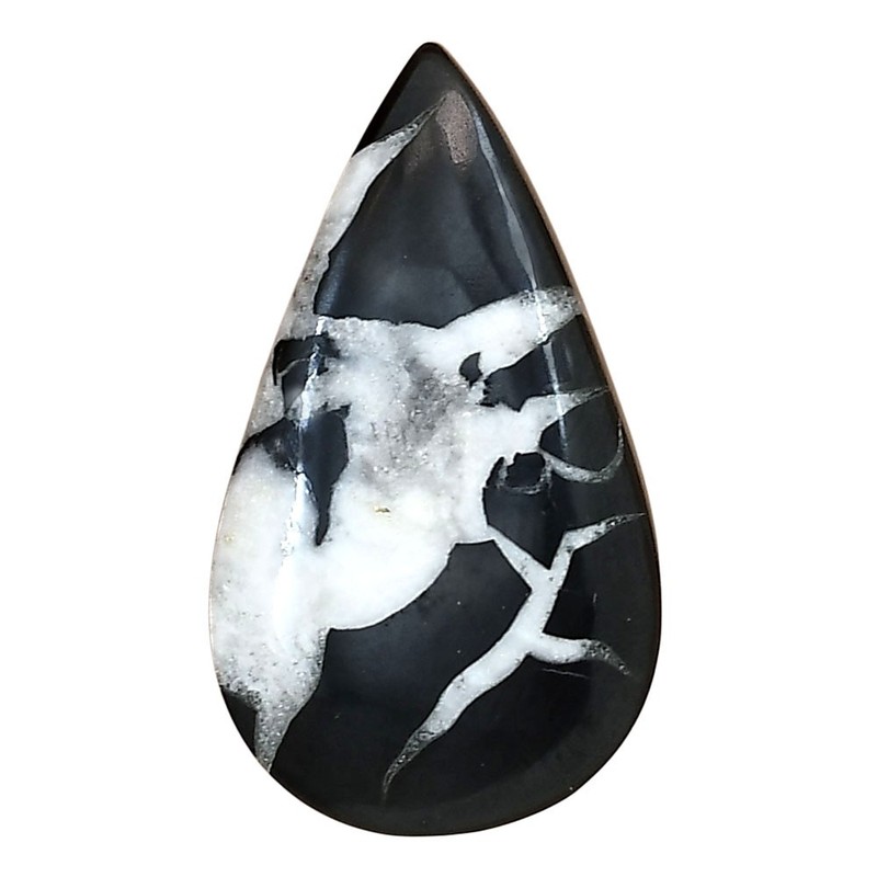Natural Black Septarian 34×19.55×6.5 mm Pear Shape Polished Gemstone LS02883-47