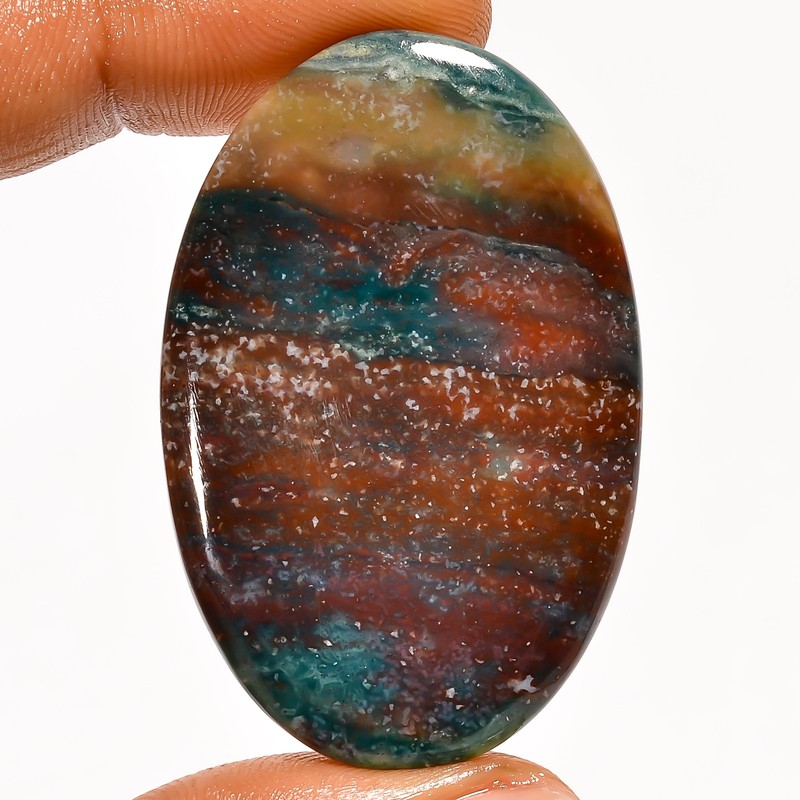 100% Natural Bloodstone Oval Shape Cabochon Gemstone 49.5 Ct. 45X30X4 mm A-37360