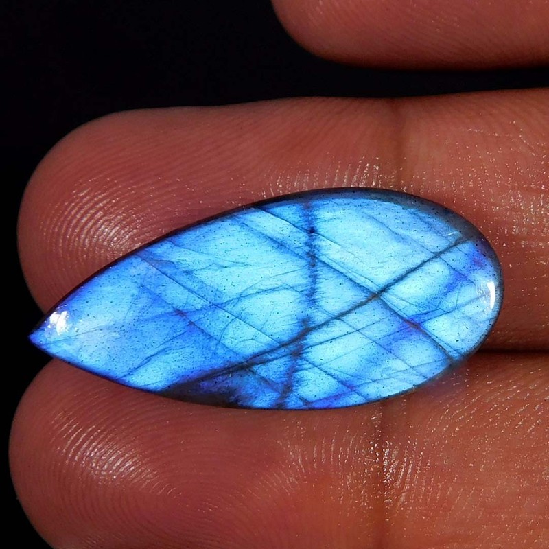 Wholesale 14.45Cts. Natural Rare Blue Flash Labradorite Pear Cabochon Gemstone