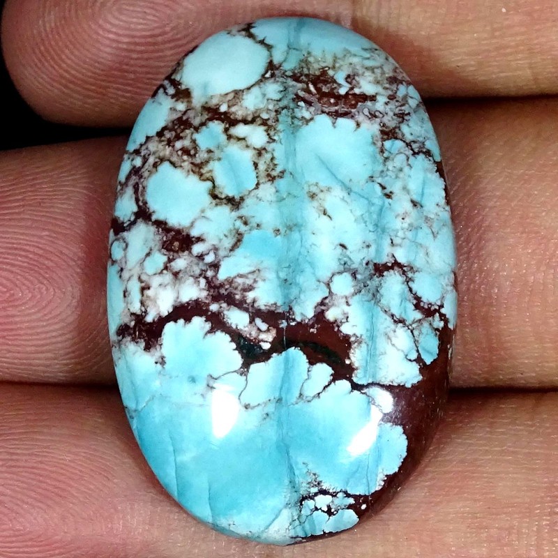 52.70Cts AAA Lab-Created Magnesite Turquoise Oval Cabochon 23X36X8MM