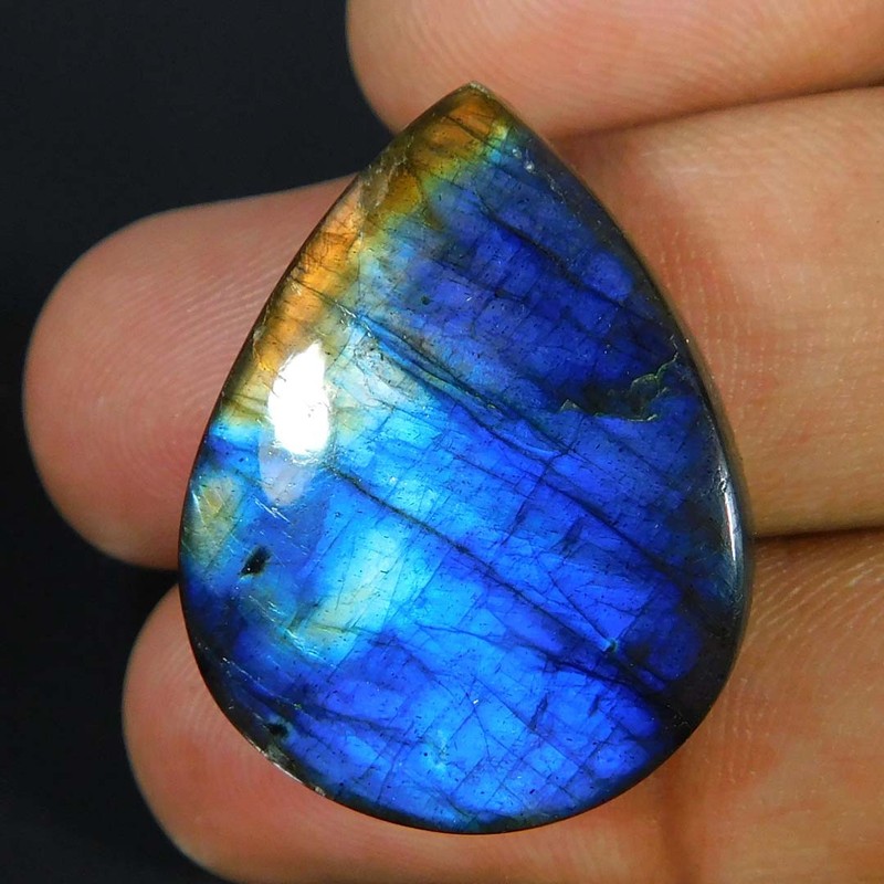 Wholesale 39.55Cts. Natural Blue Power Unique Labradorite Pear Cabochon Gemstone