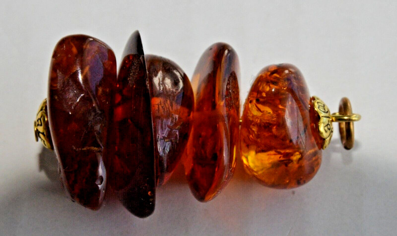 ✅RUSSIAN SOVIET BALTIC SEE AMBER PENDANT 老琥珀 KALININGRAD GOLD STONE ROCK BEADS💥 gallery