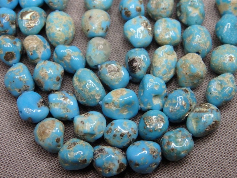 Natural SONORAN TURQUOISE 5-6.7mm Semi-Round Beads 18″ Strand 85cts UNTREATED