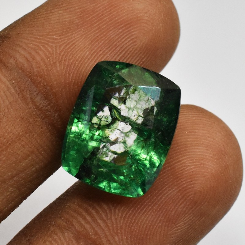 11.15 Ct Natural Gren Emerald Certified Cushion Cut Loose Gemstone From Colombia