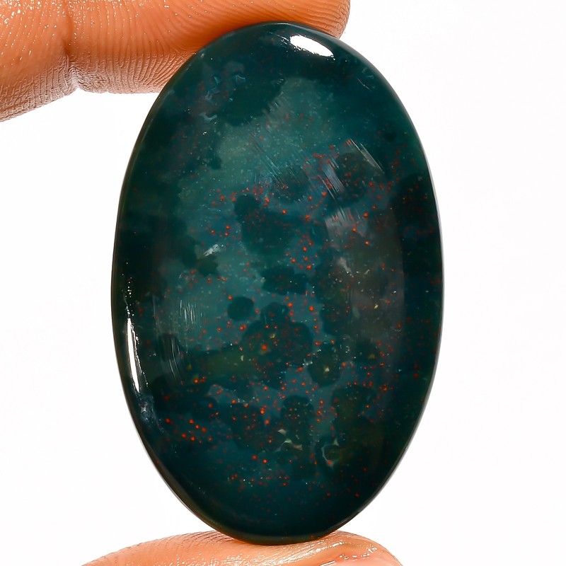 100% Natural Bloodstone Oval Shape Cabochon Gemstone 41 Ct. 43X27X4 mm A-37353