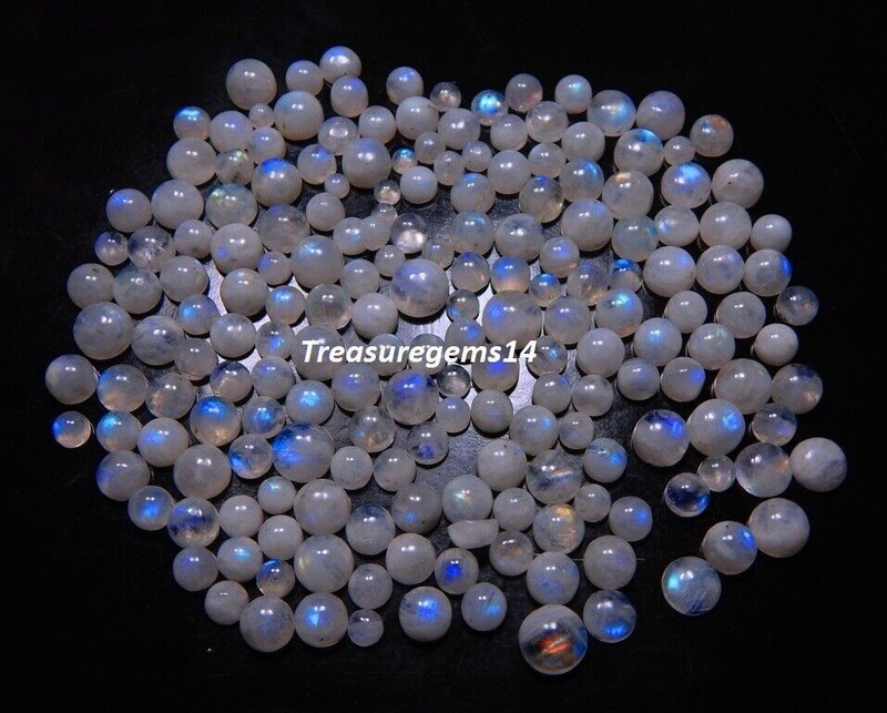 150 Crt WHOLESALE LOT NATURAL BLUE MOONSTONE CALIBRATED ROUND CABOCHON GEMSTONE gallery