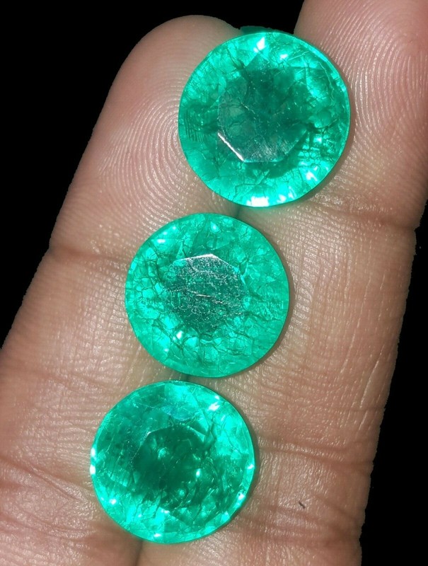 Loose Gemstone Natural Emeralds 7 to 9 Cts 3 Pcs Certified ~~Free Gift RE20 gallery