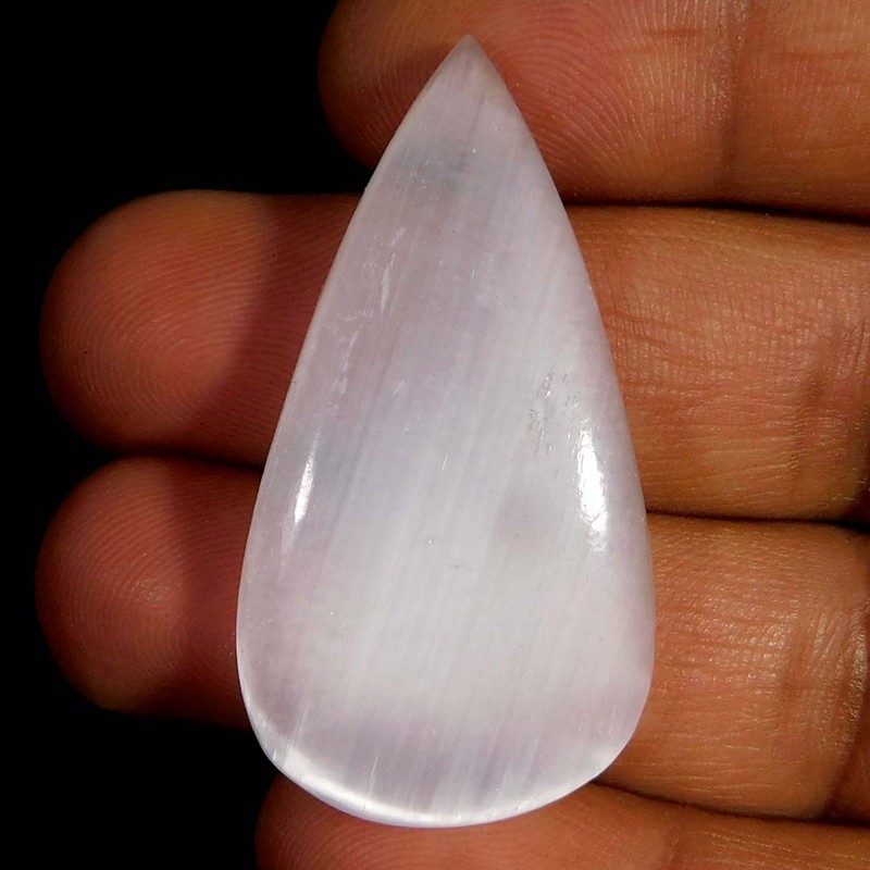 41.00Cts. Natural Selenite Crystal Pear Cabochon Reiki Healing Loose Gemstone