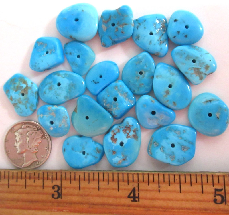 SLEEPING BEAUTY TURQUOISE 100tcw DRILLED FLAT NUGGETS 10X10mm TO 16X12mm #824 gallery