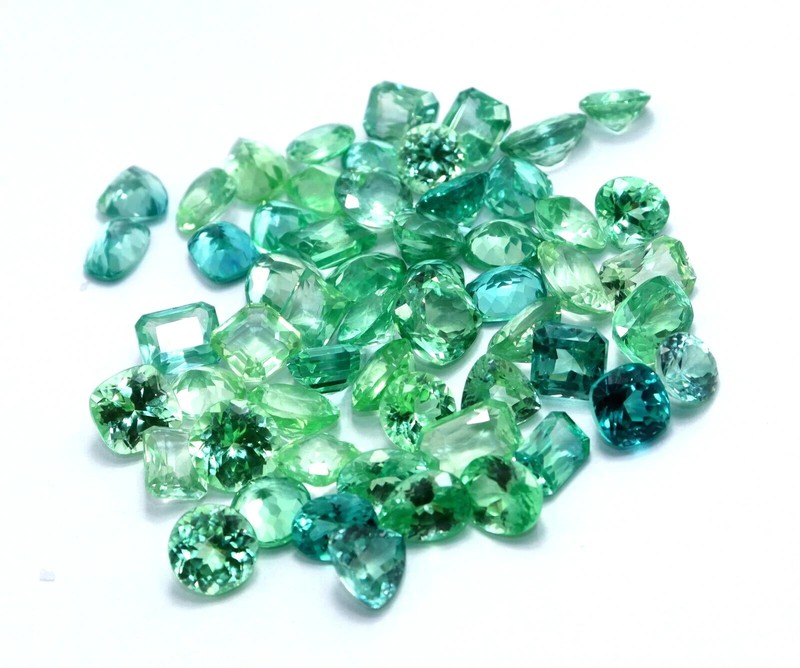 100 Ct Certified Natural Blue Green Parti Sapphire Mix Cut Loose Gemstone Lot gallery
