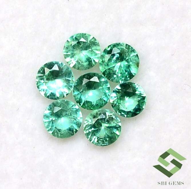 100% Natural Emerald Round Diamond Cut 3 mm Lot 07 Pcs 0.57 CTS Loose Gemstones
